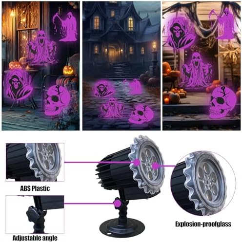 Halloween Projector Lights Outdoor, 3D-Dynamic Outdoor Holiday Light Projector with 4 Different Rotating Patterns, Ghost, Skull, Waterproof for Birthday Party Yard Decorations - Image 2