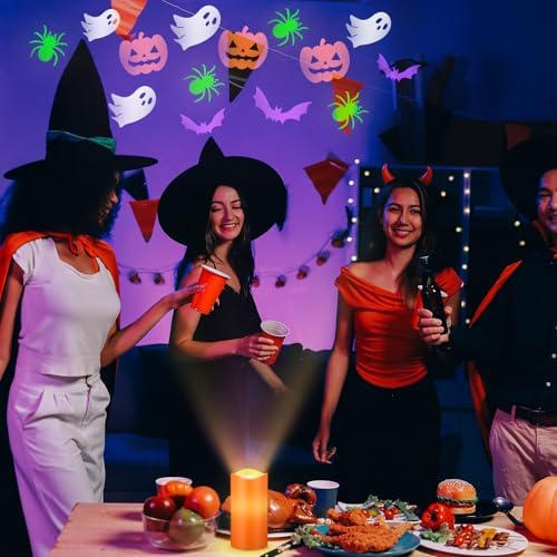 Baquler Halloween Projector Candle Ghost Projector Light Halloween Indoor Decoration Spooky Scary LED Flameless Candle Battery Operated Night Light with Remote and Timer Bedroom Home Decor Party Gift - Image 5