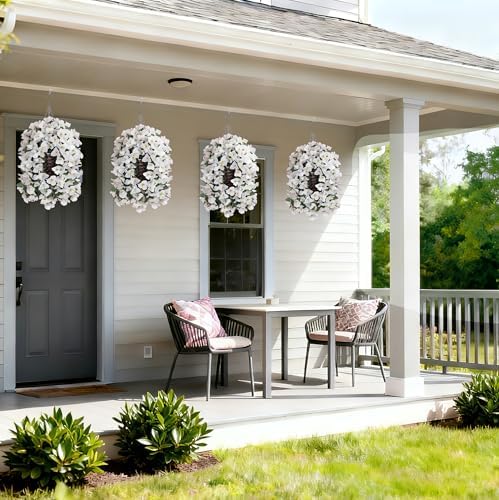 Ivydale Bougainvillea Artificial Hanging Fake Flowers with Basket for Outdoors Decoration, Faux Silk Flowers UV Resistant Fake Plants Long Vines Realistic for Outside Front Door Porch Patio, White - Image 7