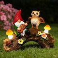 Solar Garden Statues Owl Gnomes Outdoor Decor Resin Owl Figurine with Mushroom Lights for Patio Lawn Yard Decorations Christmas Birthday Housewarming Gardening Gifts for Women Mom by WONDHOME