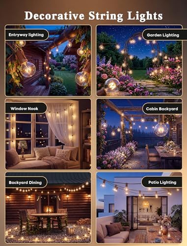 Abeja 25Ft Outdoor Patio String Lights with 27 Clear G40 Bulbs, UL Listed for Porch Bars Deck Wedding Party Markets Decor, 5W, E12 Socket Base, Brown - Image 6