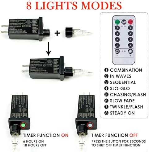 66FT 200 LED Fairy Lights with Remote, Plug in Twinkle Light Outdoor Indoor - Image 5