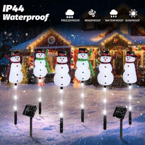 Christmas Snowman Solar Pathway Lights Outdoor Decorations, 6 Pack - Image 4