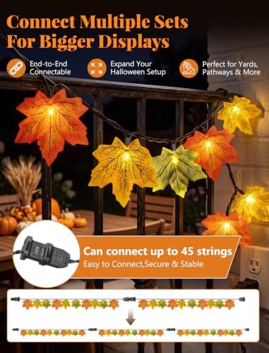 13.6FT Thanksgiving Maple Leaf String Lights, Plug-in Connectable - Image 2