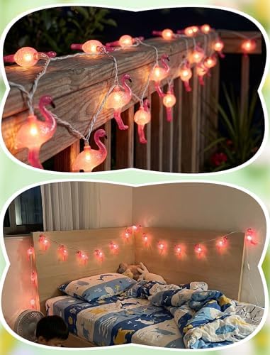8.5Ft Flamingo LED String Lights Plug in, Summer Party Decorations with 10 Pink Flamingo Lights Waterproof, Outdoor Fairy String Lights UL Listed for Patio Wedding Hawaiian Tiki Luau Holiday Decor - Image 7