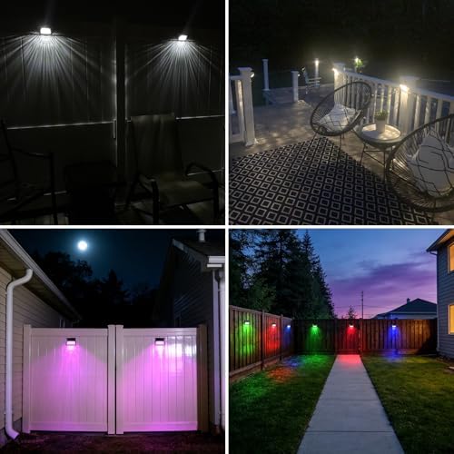 Tadyreal Solar Fence Lights Outdoor Waterproof IP65, 10 Lighting Modes Fence Lights Solar Powered with 15 Bright Led Lens, Backyard Light Outdoor for Deck Railing Step Pool Patio Wall - 8 Pack - Image 3