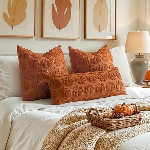 MIULEE Fall Pillow Covers Pumpkin Fall Decor 18x18 Dark Rust - Image 4