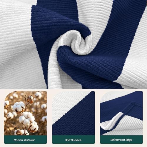 KOZYFLY Blue and White Area Rug 27.5x43 Inches Striped Front Door Rug - Image 5