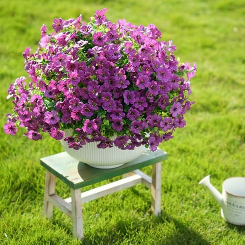 24 Bundles Artificial Flowers for Outdoor Realistic Faux Flower Spring Summer Garden Home Decoration, Hanging Daisy with Eucalyptus Leaves Fake Plants Greenery Balcony Porch Patio Front Door Decor - Image 4