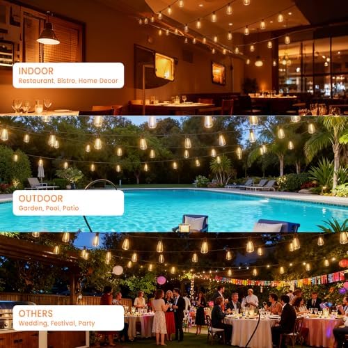 100FT ST38 Outdoor String Lights with 50 1W Plastic Shatterproof Bulbs - Image 6
