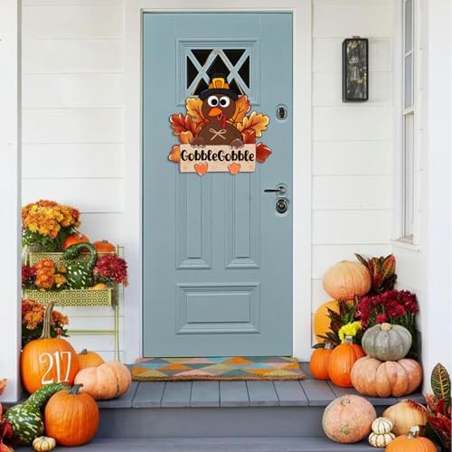 Thanksgiving Turkey Wooden Sign Thanksgiving Door Decorations Thanks Wreath for Front Door Sign Thankful Blessed Grateful Sign Hanging for Fall Autumn Harvest Decor - Image 6