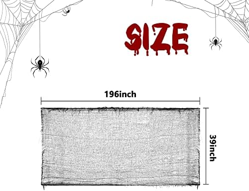 196 x 39 Inch Halloween Spooky Cloth, Large Black Scary Creepy Gauze - Image 2
