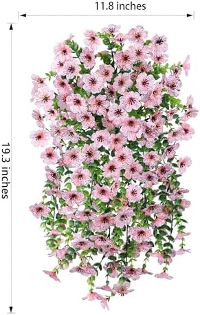 INSPRING Artificial Faux Outdoor Outside Flowers Plants, 2 PCS Fake Silk UV Resistant Look Real Pink Daisy Trailing Vines for Front Door Porch Planter Urn Patio Balcony Decoration - Image 4