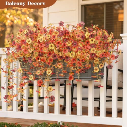 Alupssuc 8 PCS Fall Hanging Flowers Artificial for Outdoor Indoor Decor - Image 4