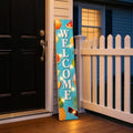 Lighted Summer Welcome Porch Sign 47x7.8 Inch Tall Vertical Wooden Decorative Sign Hanging Standing Front Door Sign with Fruit Pattern for Indoor Outdoor Hello Summer Decor by Unknown