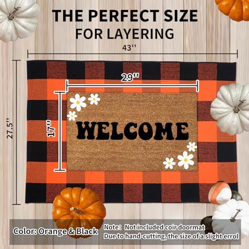 Buffalo Plaid Area Rug 27.5x43 in, Orange Black Indoor Outdoor Rug - Image 2