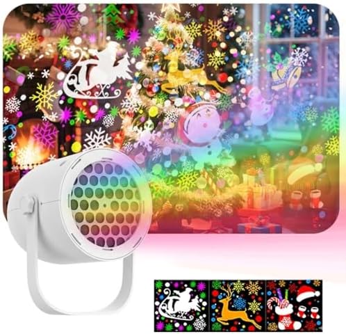 LED Christmas Projector Lamp, 16-Pattern HD Projector Light, USB-Powered mini ABS Projector, Indoor Outdoor Home Decor for Living Room Bedroom Party by GOUTOOL