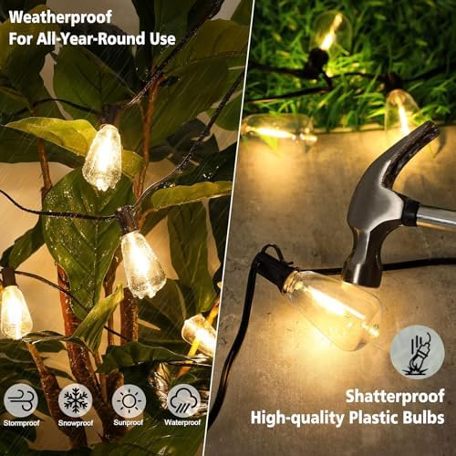 LED Outdoor Edison String Light 400FT Patio Lights with 200+8 Extral Shatterproof ST38 Vintage 2200K Bulbs Outside Lights Waterproof for Patio Porch Pergola Garden backyard,4Pack x 100FT Connectable - Image 4