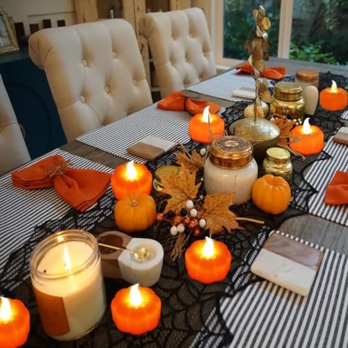 CESOF 12 Pack Fall Decorations for Home Pumpkin Tea Lights Halloween Decor - Image 5
