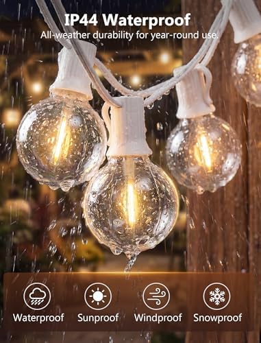 100FT G40 LED White String Lights Outdoor, Connectable Patio Globe String Lights with 52 Shatterproof LED Bulbs, Waterproof Backyard Hanging Lights for Wedding Porch Garden Bistro Deck Balcony Decor - Image 4
