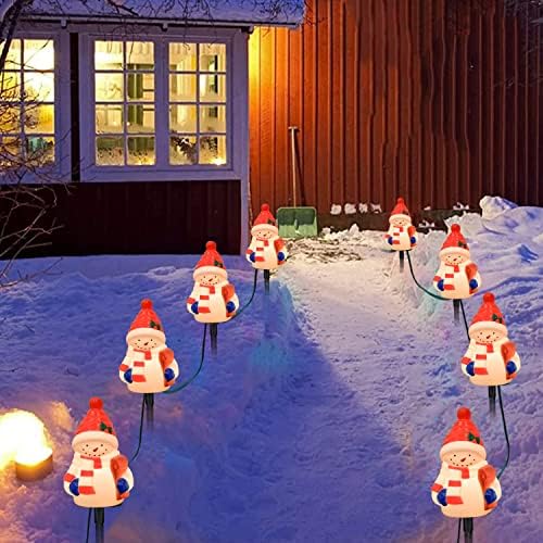Christmas Snowman Pathway Stakes Lights 7Ft C7 Outdoor Landscape String Light with 4 Snowman Driveway Markers(E12 Base 5w) for Patio Yard Garden Lawn Decoration 1 Pack, White - Image 6