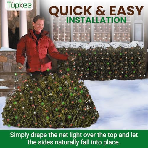 Christmas Light Net – 150 LED Red, Green & Cool-White Mesh Lights - 4 ft x 6 ft – Outdoor/Indoor – Net Lights for Bushes, Hedges or Trees - Image 2