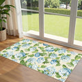 Front Door Mat Indoor Entrance - 2x4.3 Light Blue Green Floral Rug by Othilic