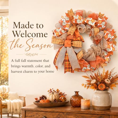 24 Inch Fall Wreaths for Front Door, Pumpkin Wreath - Image 6