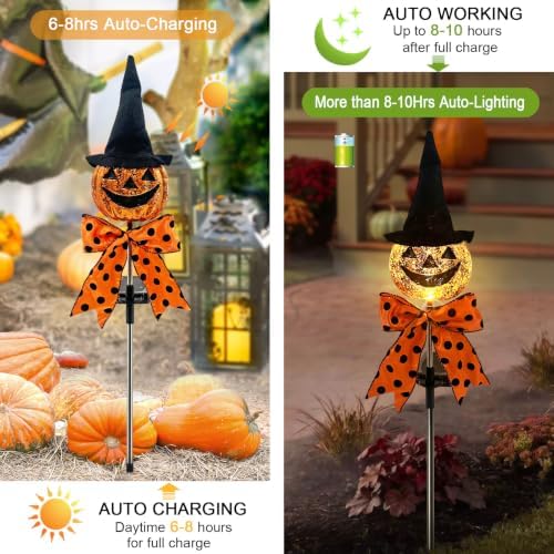 Halloween Decorations Outdoor,2 Pack Jack'O Solar Lantern Garden Stakes - Image 4