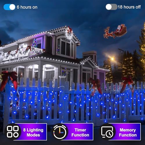 670 LED Christmas Lights, 66FT Icicle Lights,148 Drops, 12 Modes, Blue - Image 2