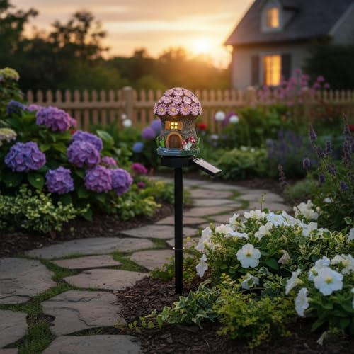 Solar Pathway Lights Outdoor, Waterproof Christmas Solar Lights for Yard, Garden, Patio, Pathway Decor, Warm LED Solar Powered Path Light for Landscape Lighting, Energy Saving Holiday Decoration, Pink - Image 2