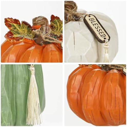Briful Fall Pumpkin Decor 3 Pcs, Faux Resin Pumpkin Table Centerpiece - Image 6