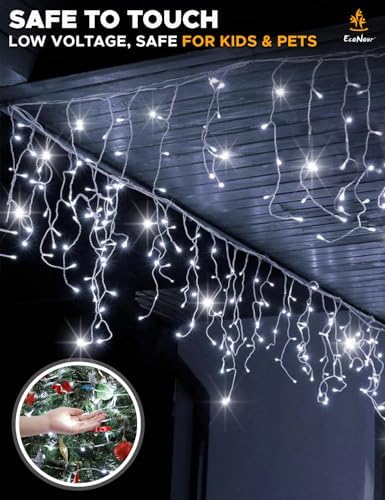 EcoNour Cool White Christmas Icicle Lights for Outside, 24.6 FT 240LED - Image 6