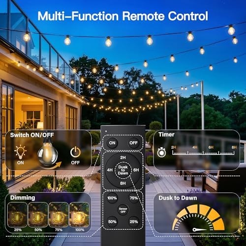 Outdoor String Lights, 100FT G40 Patio Lights with Remote, Balck - Image 2