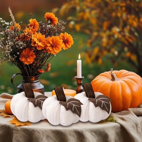 3Pcs Knitted Pumpkin Decor Set, Small Fall Hanging Ornaments for Home - Image 2