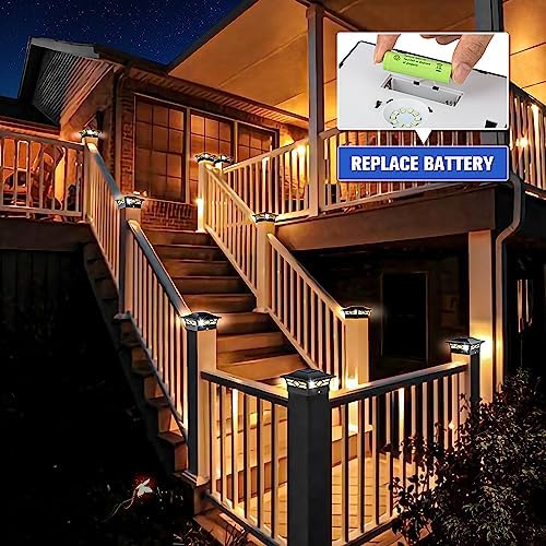 VOLISUN 2Pack Solar Post Cap Lights, 2 Color Modes Deck Lights, Black - Image 4