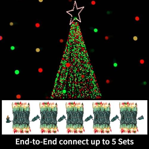 LAMPHOME Super-Bright Extendable Warm White Green red Christmas Lights Decoration 100Lights 19.6ft UL Certified Mini Bulb String Lights for Outdoor Christmas Tree Garden Patio Wedding Decor - Image 3