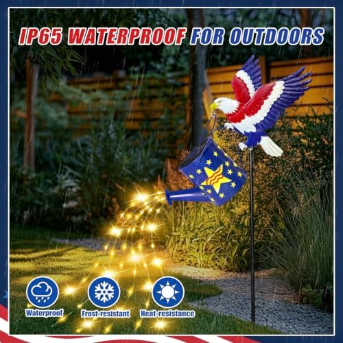 Solar Garden Lights, Eagle Watering Can for Patriotic Outdoor Decor - Image 4
