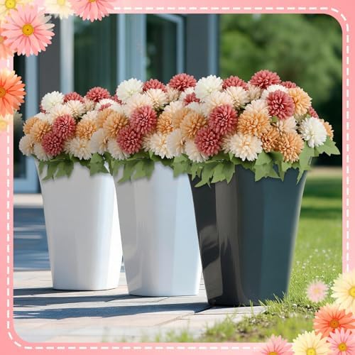 XunYee 12 Pcs Fall Artificial Flowers for Outdoor,Faux Kiku Mum Flowers - Image 5