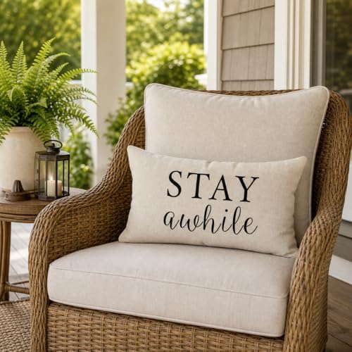 PANDICORN Outdoor Lumbar Throw Pillow Covers 12x20 Inch Set of 2, Cream - Image 7
