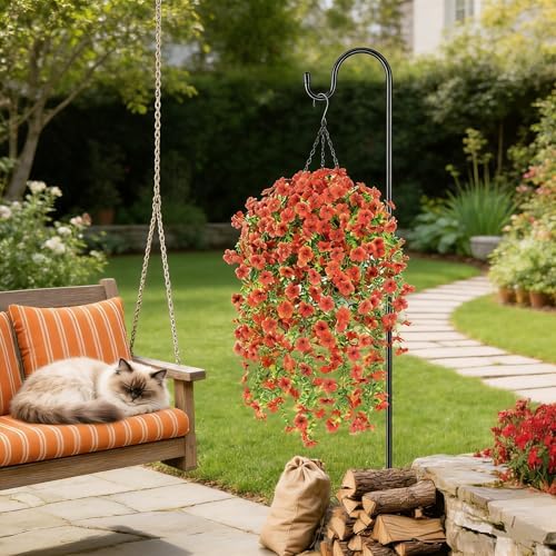 Artificial Fall Flowers for Outdoors UV Resistant Orange Fake Mums Decor - Image 2