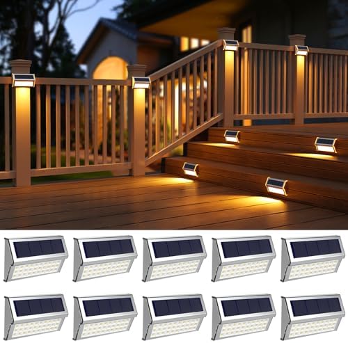 ROSHWEY Solar Deck Lights, Suitable for Fence Step Stair-Warm White-10Pack by ROSHWEY