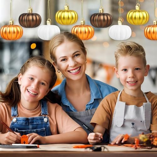24 Pcs Pumpkin Hanging Ornaments Fall Mini Pumpkin Hanging Tree Ornaments Thanksgiving Pumpkin Ball Hanging Decorations for Fall Thanksgiving Harvest Home Tree Party Supplies - Image 7