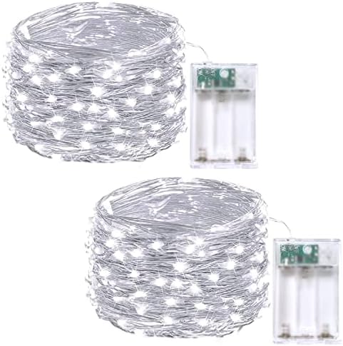 2 Pack Fairy Lights Battery Operated 16 FT 50 LED String Lights Cool White by EXF