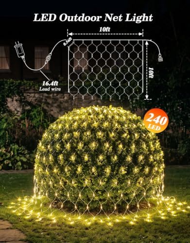 10x10FT Christmas Net Lights Outdoor Plug in with 8 Modes - Image 2