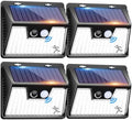 Peasur Solar Lights Outdoor Waterproof, 4 Pack 140LED Motion Sensor Light, 3 Modes Solar Powered Fence Security Lights for Patio Step Deck House Outside(Cool White) by Peasur