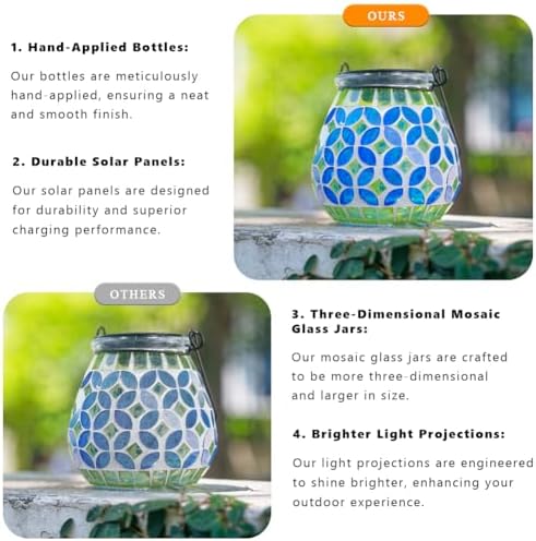 Starsoul 4 Pack Solar Lanterns Outdoor Waterproof, Gorgeous Mosaic Solar Lantern Outdoor Garden Decor, Solar Hanging Lights for Outside Patio Yard - Image 5