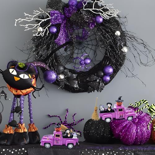Witch Halloween Decor Indoor Vintage Metal Truck Witch Tiered Tray Decor - Image 3
