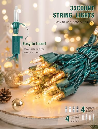 Hopolon 9.8FT 35 Warm White Christmas Incandescent Mini String Tree Lights - Image 2