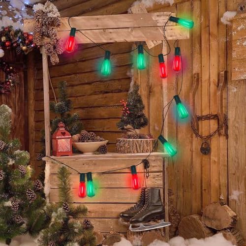 GOOTHY LED ST40 Red and Green Outdoor String Lights, 45FT Patio Lights Waterproof with 30 LED Red Green Shatterproof Bulbs, Hanging Outdoor Light for Home Party Backyard Garden Christmas Decorations - Image 7